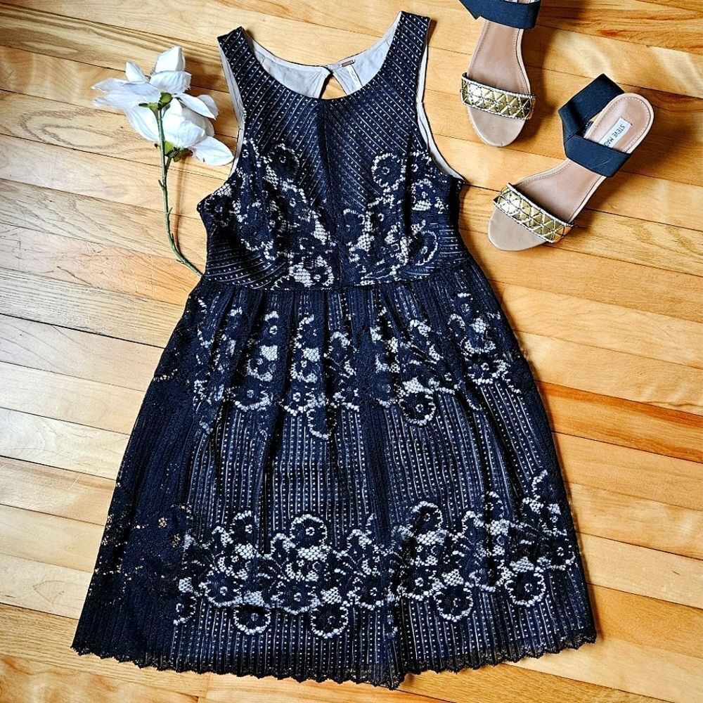 Free People Black Lace Overlay Dress